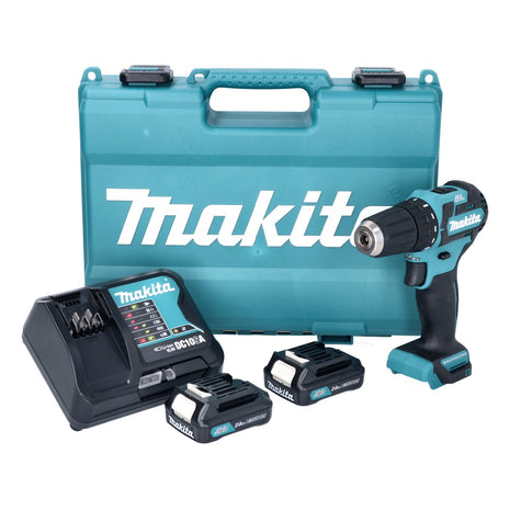 Trapano avvitatore a batteria Makita DF 332 DSAE 12 V 35 Nm brushless + 2x batteria ricaricabile 10,8 V 2,0 Ah + caricabatterie + valigetta