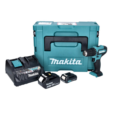 Makita DF 333 DNX12 Akku Bohrschrauber 12 V 30 Nm + 1x Akku 2,0 Ah + 1x Akku 18 V 5,0 Ah + Ladegerät + Makpac