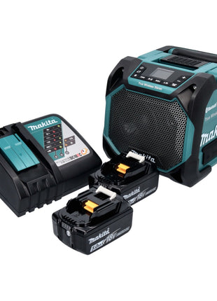 Makita DMR 203 RT Bluetooth Lautsprecher 12 V 18 V IP64 + 2x Akku 5,0 Ah + Ladegerät