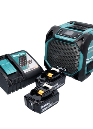 Makita DMR 203 RG Bluetooth Lautsprecher 12 V 18 V IP64 + 2x Akku 6,0 Ah + Ladegerät