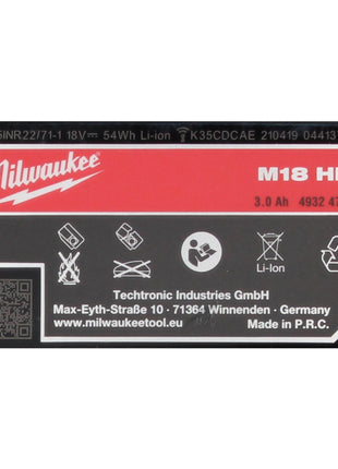 Milwaukee M18 HB3 High Output 18 V 3,0 Ah / 3000 mAh Li-Ion Akku ( 4932471069 ) mit Ladestandsanzeige - Toolbrothers