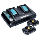 Makita Power Source Kit 18 V mit 2x BL 1820 B 2,0 Ah Akku ( 2x 197254-9 ) + DC 18 RD Doppel Schnellladegerät ( 196933-6  )