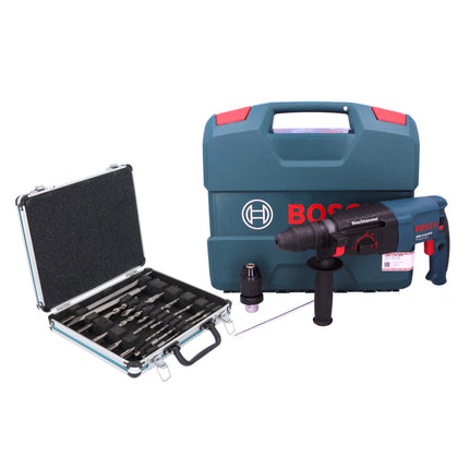 Bosch GBH 2-26 DFR Professional Bohrhammer 800 W 2,7 J SDS plus + Wechselbohrfutter + 13 tlg. Bohrer und Meißel Set + Koffer