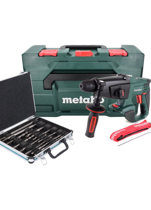 Marteau combiné sans fil Metabo KHA 18 LTX 18 V 2,2 J SDS Plus + jeu de 13 forets et burins + métaBOX - sans batterie, sans chargeur