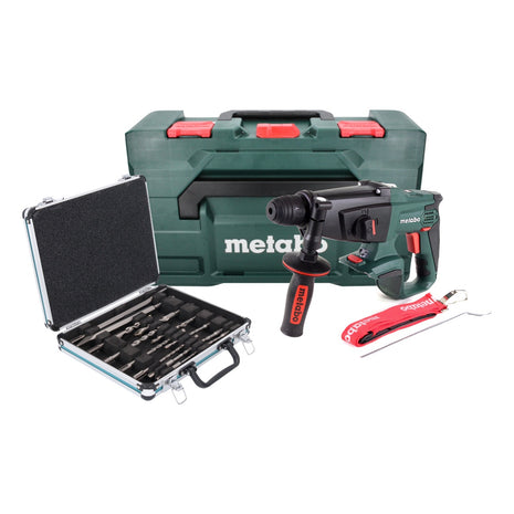 Marteau combiné sans fil Metabo KHA 18 LTX 18 V 2,2 J SDS Plus + jeu de 13 forets et burins + métaBOX - sans batterie, sans chargeur