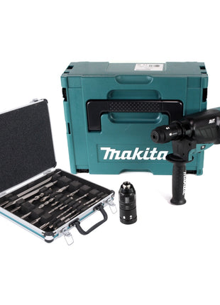 Makita HR 2631 FTJ marteau combiné 800 W 2,4 J SDS Plus + mandrin sans clé + jeu de 13 forets et burins + Makpac