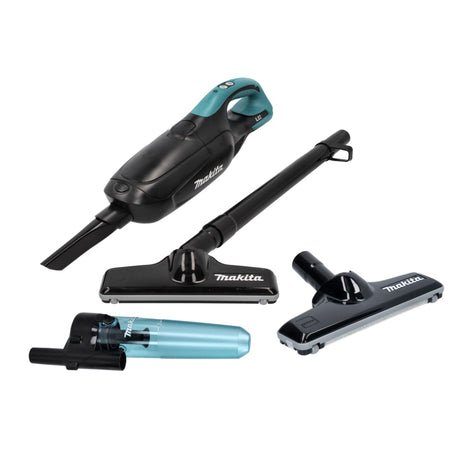 Aspirador inalámbrico Makita DCL 182 ZB 18 V negro + accesorio separador ciclónico + boquilla para suelos de alfombras - sin batería, sin cargador