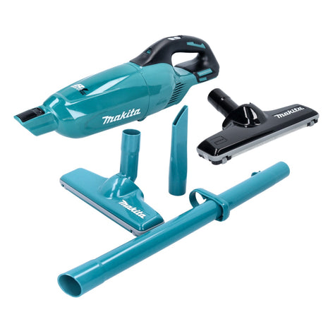 Aspirador inalámbrico Makita DCL 281 FZ 18 V sin escobillas + boquilla para suelos de alfombras - sin batería, sin cargador