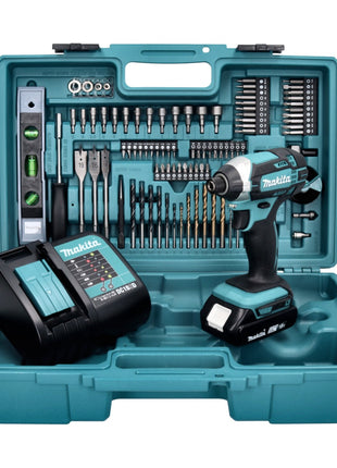 Makita DTD 152 SAX5 Akku Schlagschrauber 18 V 165 Nm + 1x Akku 2,0 Ah + Ladegerät + 101 tlg. Zubehör Set + Koffer