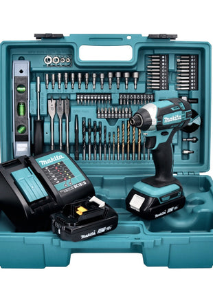 Makita DTD 152 SA2X5 Akku Schlagschrauber 18 V 165 Nm + 2x Akku 2,0 Ah + Ladegerät + 101 tlg. Zubehör Set + Koffer