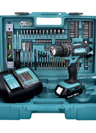 Makita DHP 482 SAX5 Akku Schlagbohrschrauber 18 V 62 Nm + 1x Akku 2,0 Ah + Ladegerät + 101 tlg. Zubehör Set + Koffer