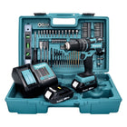 Makita DHP 480 SA2X5 perceuse à percussion sans fil 18 V 54 Nm + 2 batteries 2,0 Ah + chargeur + jeu d'accessoires 101 pièces + mallette