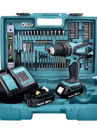 Makita DHP 456 SA2X5 Akku Schlagbohrschrauber 18 V 50 Nm + 2x Akku 2,0 Ah + Ladegerät + 101 tlg. Zubehör Set + Koffer