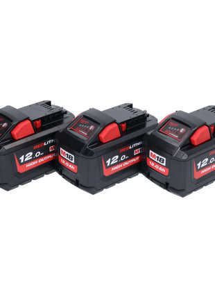 Milwaukee M18 HB12 High Output Akku Set 3x 18 V 12,0 Ah / 12000 mAh Li-Ion ( 3x 4932464260 ) mit Ladestandsanzeige - Toolbrothers