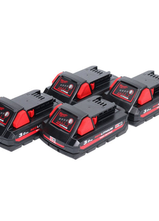 Milwaukee M18 HB3 High Output 4x 18 V 3,0 Ah / 3000 mAh Li-Ion Akku ( 4x 4932471069 ) mit Ladestandsanzeige - Toolbrothers