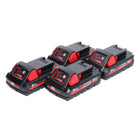 Milwaukee M18 HB3 High Output 4x 18 V 3,0 Ah / 3000 mAh Li-Ion Akku ( 4x 4932471069 ) mit Ladestandsanzeige - Toolbrothers