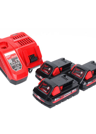 Milwaukee M18 NRG-303 Akku Starter Set High Output 3x 18 V 3,0 Ah / 3000 mAh Li-Ion Akku ( 3x 4932471069 ) + M12-18FC Ladegerät ( 4932451079 ) - Toolbrothers