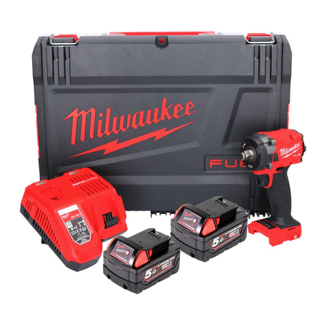 Milwaukee M18 FIW2F12-502X llave de impacto a batería 18 V 339 Nm 1/2" sin escobillas (4933478444) + 2x batería 5,0 Ah + cargador + caja HD