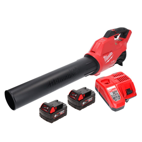 Soplador de hojas a batería Milwaukee M18 FBL-602FC sin escobillas + 2x baterías 6.0 Ah + cargador