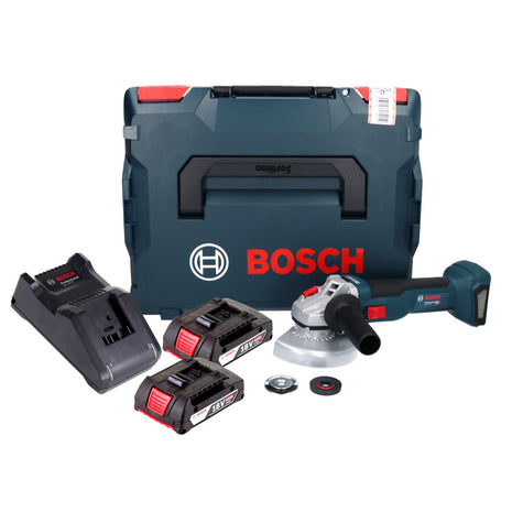 Bosch GWS 18V-10 Professional Meuleuse angulaire sans fil 125mm Brushless 18V + 2x Batteries 2,0 Ah + Chargeur + Coffret