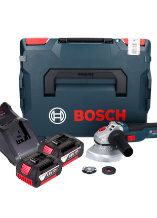 Bosch GWS 18V-10 Professional Akku Winkelschleifer 18 V 125 mm Brushless + 2x Akku 4,0 Ah + Ladegerät + L-Boxx