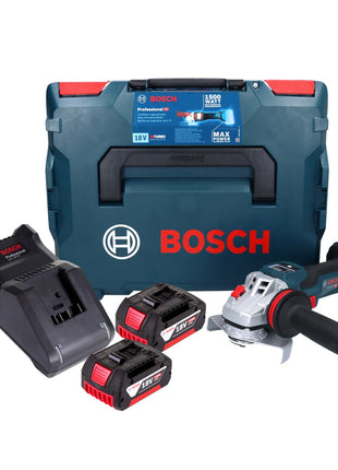 Bosch GWS 18V-15 SC Professional Akku Winkelschleifer 18 V 125 mm Brushless + 2x Akku 4,0 Ah + Ladegerät + L-BOXX