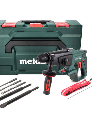 Metabo KHA 18 LTX Akku Kombihammer 18 V 2,2 J SDS Plus + 5 tlg. Bohrer und Meißel Set + metaBOX - ohne Akku, ohne Ladegerät