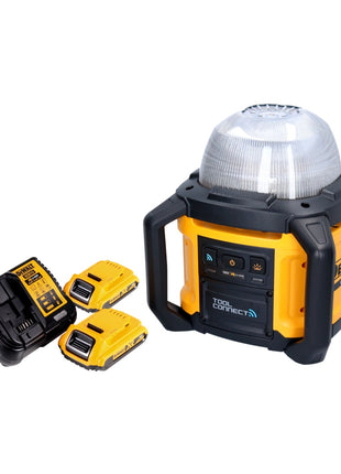 Projecteur de chantier à batterie DeWalt DCL 074 D2 18 V 5000 lm 4000 Kelvin + 2x batteries 2,0 Ah + chargeur