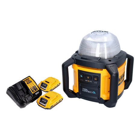 Projecteur de chantier à batterie DeWalt DCL 074 D2 18 V 5000 lm 4000 Kelvin + 2x batteries 2,0 Ah + chargeur