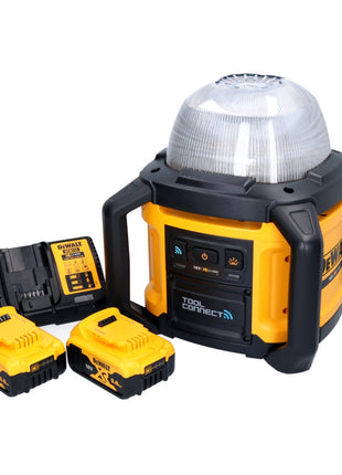 Projecteur de chantier à batterie DeWalt DCL 074 P2 18 V 5000 lm 4000 Kelvin + 2x batteries 5,0 Ah + chargeur