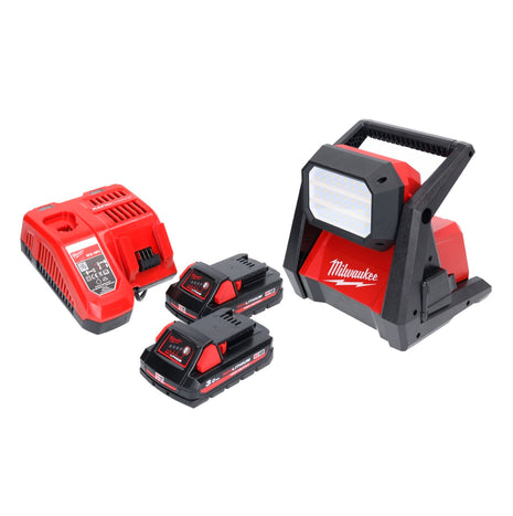 Milwaukee M18 HOAL-302FC foco de construcción con batería LED 18 V 4000 lm + 2x baterías 3,0 Ah + cargador