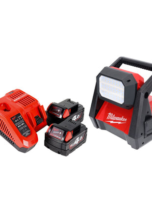 Milwaukee M18 HOAL-402FC Lampe LED pour projecteur de chantier à batterie 18 V 4000 lm + 2x batteries 4,0 Ah + chargeur