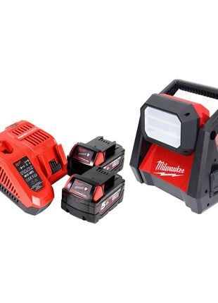 Milwaukee M18 HOAL-502FC Lampe LED pour projecteur de chantier à batterie 18 V 4000 lm + 2x batteries 5,0 Ah + chargeur