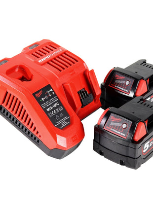 Milwaukee M18 HOAL-502FC Lampe LED pour projecteur de chantier à batterie 18 V 4000 lm + 2x batteries 5,0 Ah + chargeur