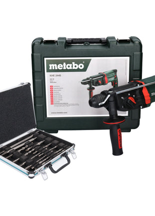 Martillo combinado Metabo KHE 2445 800 W 2,4 J SDS plus + juego de taladro y cincel 13 piezas + estuche