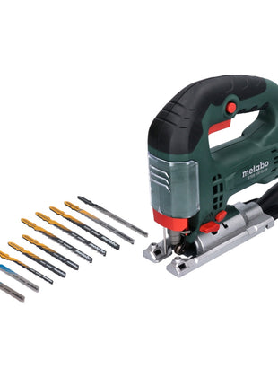 Metabo STEB 100 Quick Stichsäge 710 W 100 mm ( 601110000 ) + 10 tlg. Sägeblatt Set ( 623599000 ) - Toolbrothers