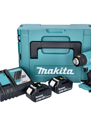 Makita DHG 180 RTJ Akku Heißluftgebläse 18 V 550 °C + 2x Akku 5,0 Ah + Ladegerät + Makpac - Toolbrothers