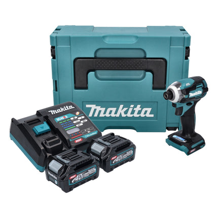 Makita TD 001 GA201 Akku Schlagschrauber 40 V max. 220 Nm 1/4" XGT Brushless + 2x Akku 2,0 Ah + Ladegerät + Makpac