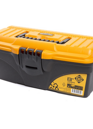 FORTE Tools Toolbox in 16,5x13,6x32 cm, Werkzeugkoffer, Koffer mit Metall-Laschen und internen Organizer, herausnehmbar, abschließbar ( 000051144545 ) - Toolbrothers