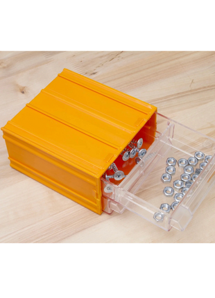 FORTE Tools K-31 Aufbewahrungsbox in 13,5x11,2x6 cm, Schubladenbox, Transparent, Kunststoff, mit 2 Schubladen, mit Schienensystem kombinierbar ( 000051144834 ) - Toolbrothers