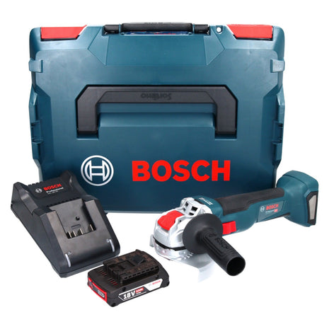 Bosch GWX 18V-10 Meuleuse d'angle sans fil Professional 18 V 125 mm X-LOCK Brushless + 1x Batterie 2,0 Ah + Chargeur + L-Boxx