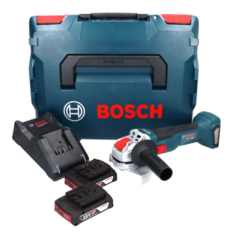 Bosch GWX 18V-10 Meuleuse d'angle sans fil professionnelle 18 V 125 mm X-LOCK Brushless + 2x Batteries 2,0 Ah + Chargeur + L-Boxx