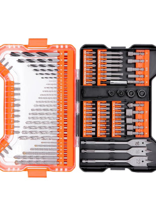 Ensemble de 101 embouts et forets WellCut dans un étui 1/4" Phillips / Pozidriv / à fente / Hex / Torx / Robertson / forets à bois, acier et pierre (‎WC-DB101U)