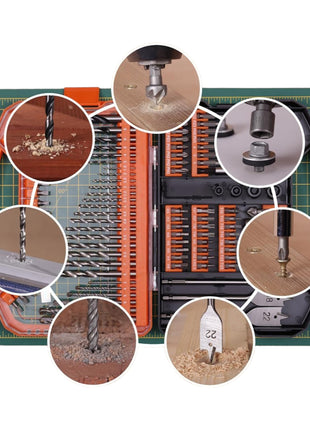 Ensemble de 101 embouts et forets WellCut dans un étui 1/4" Phillips / Pozidriv / à fente / Hex / Torx / Robertson / forets à bois, acier et pierre (‎WC-DB101U)