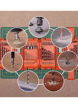 Jeu de 51 forets et embouts de tournevis WellCut en acier HSS, avec porte-embout magnétique et étui de rangement portable (‎WC-DB51U)