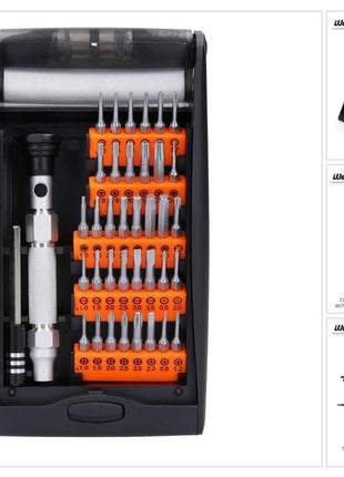 WellCut Präzisions-Mehrzweck-Schraubendreher-Bit-Set mit 60 mm Verlängerungsstange, 94 mm Aluminiumgriff, 38-teilig ( ‎WC-MPS38U )