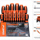 WellCut 18-teiliges Schraubendreher-Set, frei drehende Präzisions-Schraubendreher, magnetisch, aus gehärtetem Cr-V-Werkzeugstahl ( ‎WC-SD18S )