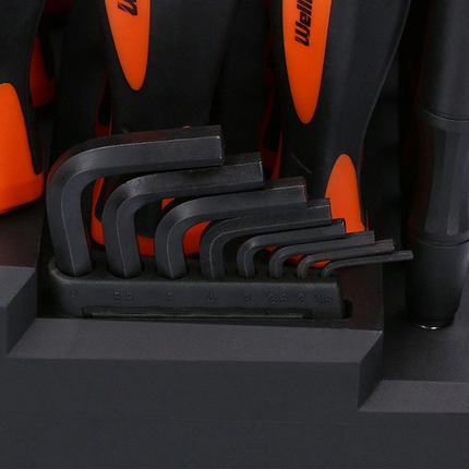 WellCut 114-teiliges magnetisches Schraubendreher-Set mit Werkzeugregal, Werkzeugset mit Schraubendrehern/ Bits/ Innensechskantschlüssel / Steckschlüsseln ( WC-SDB114S )