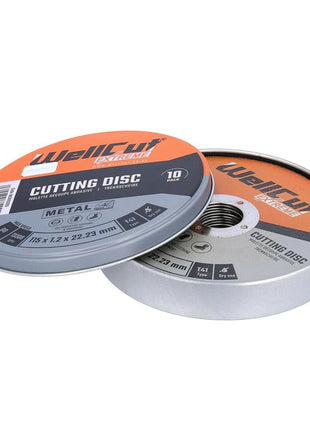 WellCut 10x tarcza do cięcia metalu Extreme, średnica 115 mm, grubość 1,2 mm, otwór 22,3 mm, w metalowym pudełku, tylko do użytku na sucho ( WCA1152-10 )