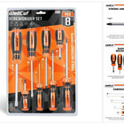 WellCut magnetisches Schraubendreher-Set, 8-teilig, Kreuzschlitz-Schlitz-Werkzeug-Bit, Chrom-Vanadium-Stahl, mit weichen Soft-Grip-Griffen ( WC-SD8 )